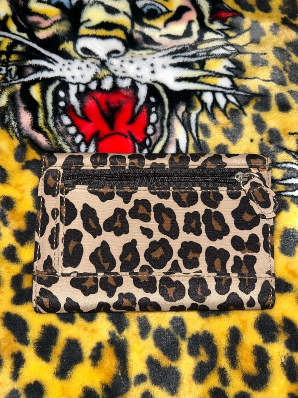 Leopard Print Clutch Wallet - Brown/Black
